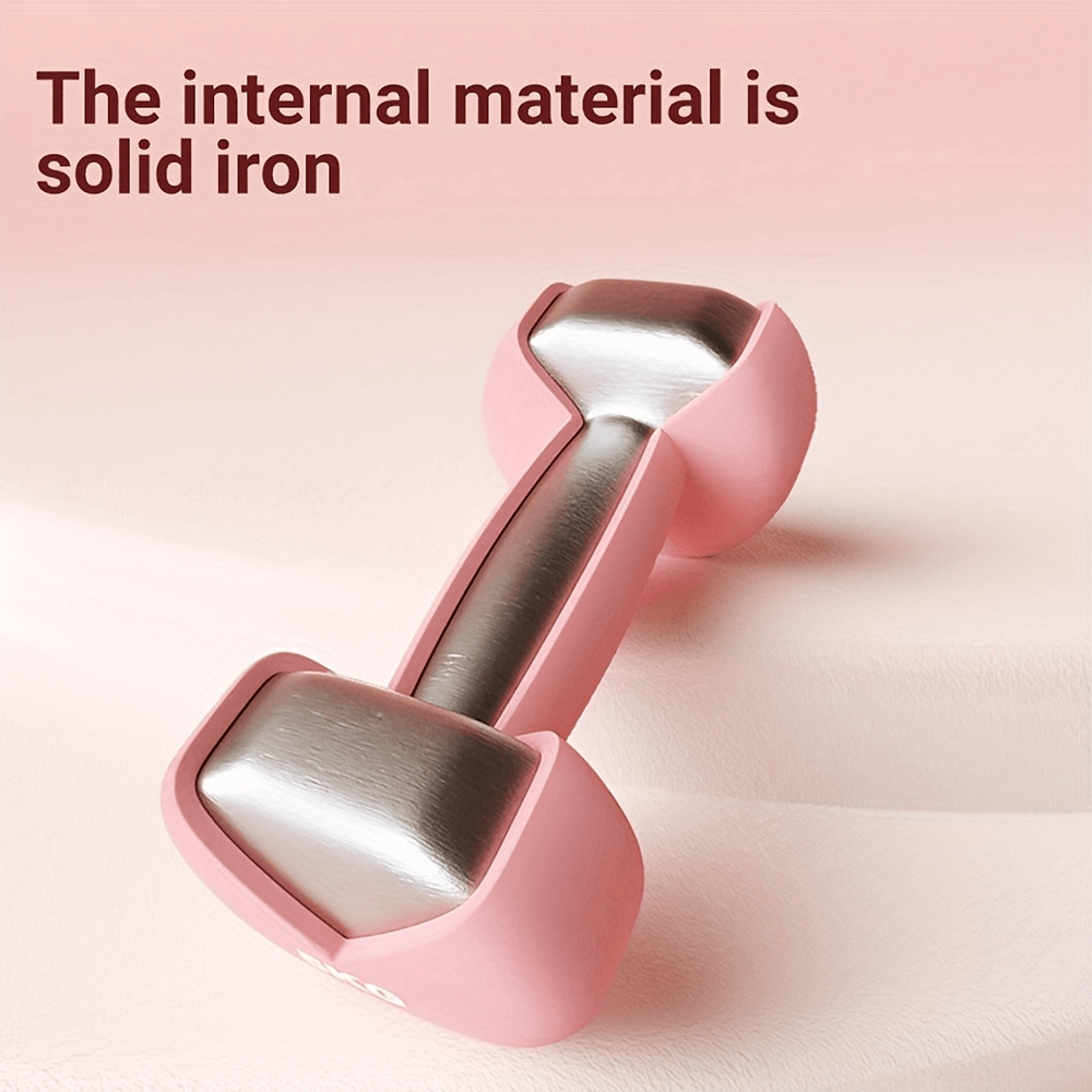 Pink soft grip dumbbell with elastic wrap, showcasing solid iron interior for enhanced durability and secure grip during workouts.