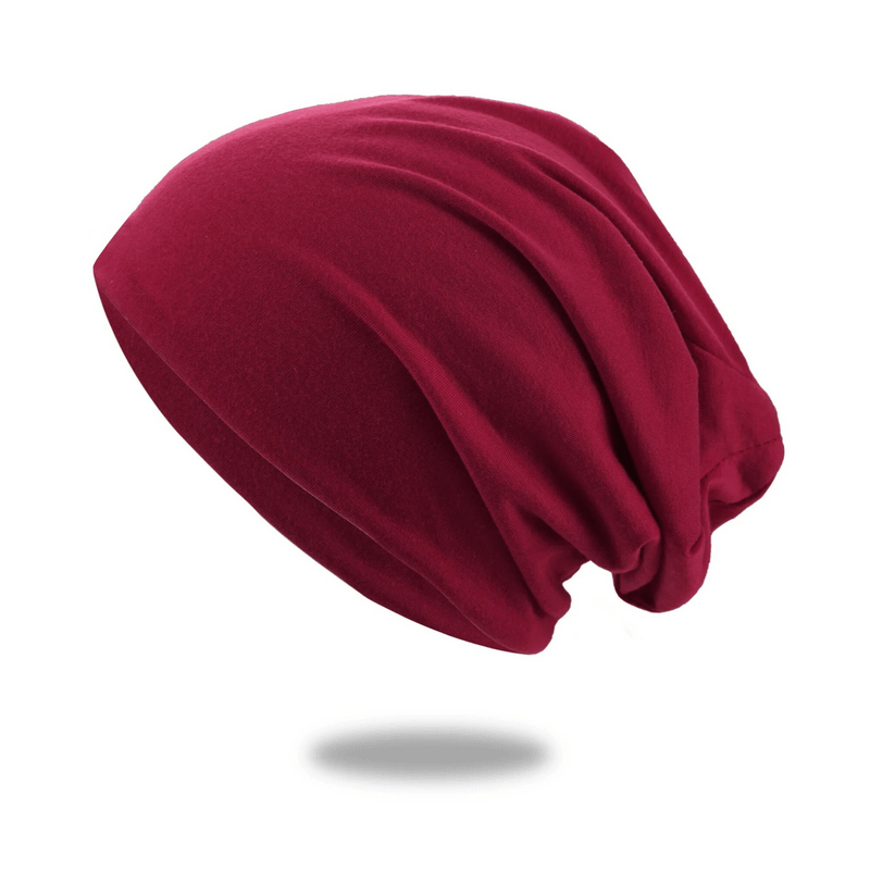 Soft lightweight unisex running beanie in solid red, made of breathable cotton for comfort. Ideal for casual or sports wear SF1653.