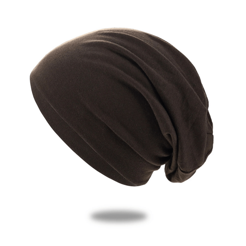 Soft lightweight running beanie for men and women, dark color, unisex design, perfect for casual wear, made from breathable cotton.
