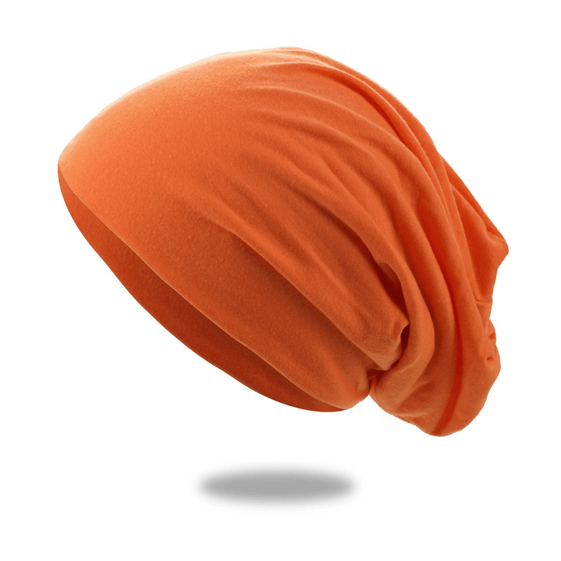 Soft lightweight orange running beanie for women and men, unisex cotton skull cap. Perfect for casual wear, SF1653.