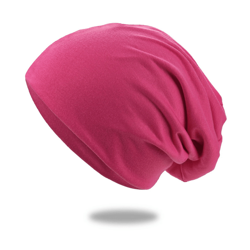 Pink soft lightweight running beanie SF1653 for women and men, made of breathable cotton. Perfect for casual wear or sports activities.