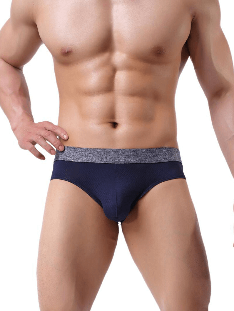 Soft Nylon Men's Underwear, breathable elastic briefs, solid pattern, low-rise fit, ideal for active lifestyle, comfortable and sleek.