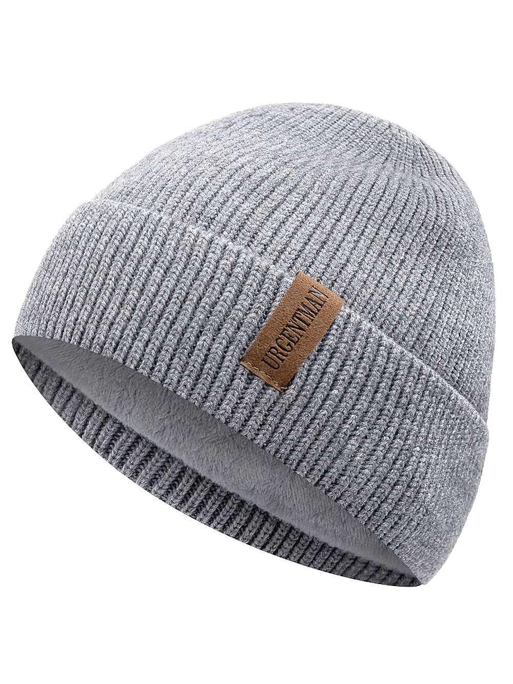 Soft ribbed knit beanie SF2406 in gray with cozy fleece lining, perfect for chilly days and outdoor activities.