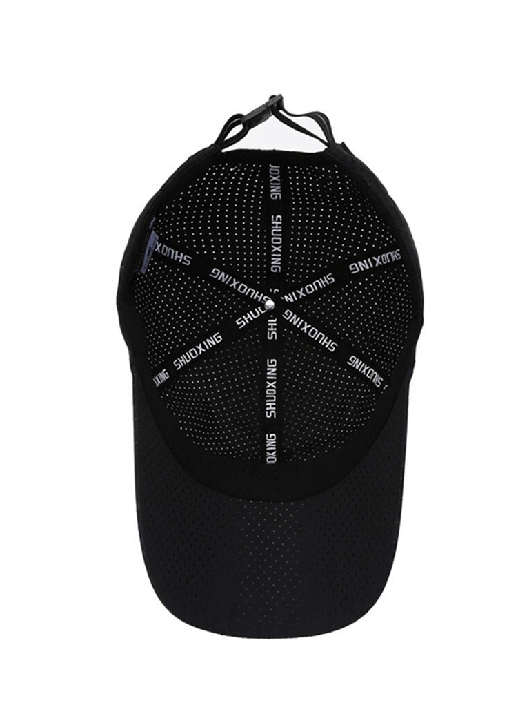 Solid color breathable mesh baseball cap with adjustable strap, perfect for outdoor sports and sun protection, unisex accessory.