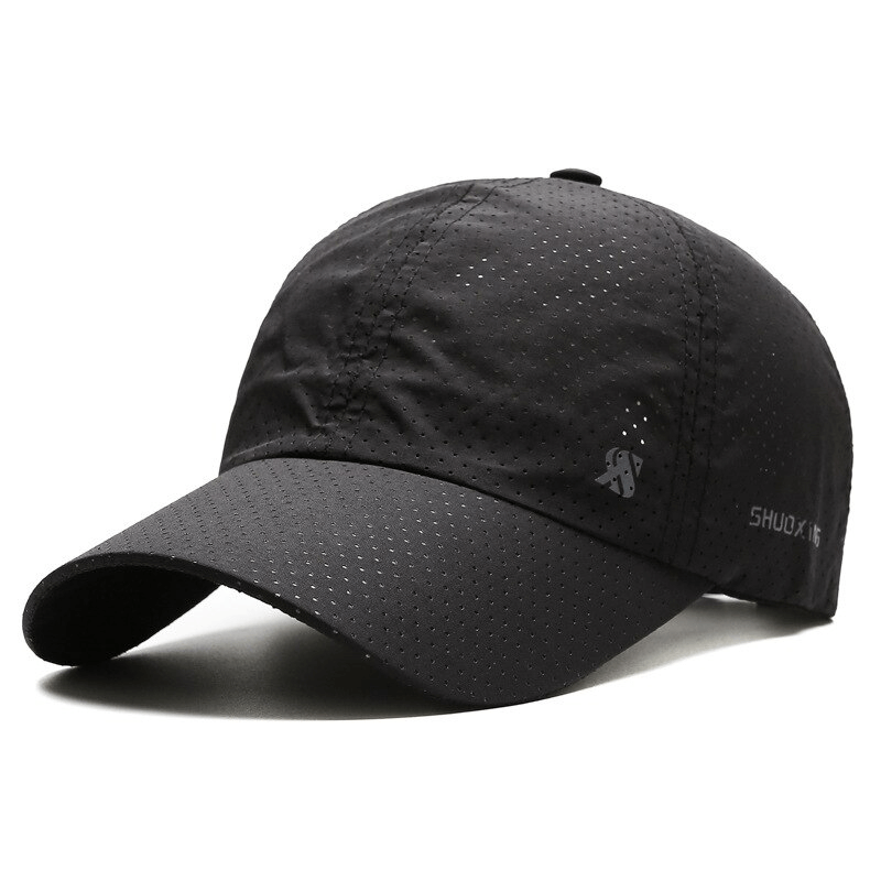 Solid color breathable mesh baseball cap with adjustable strap, perfect for outdoor sports and sun protection in stylish black - SF1371.