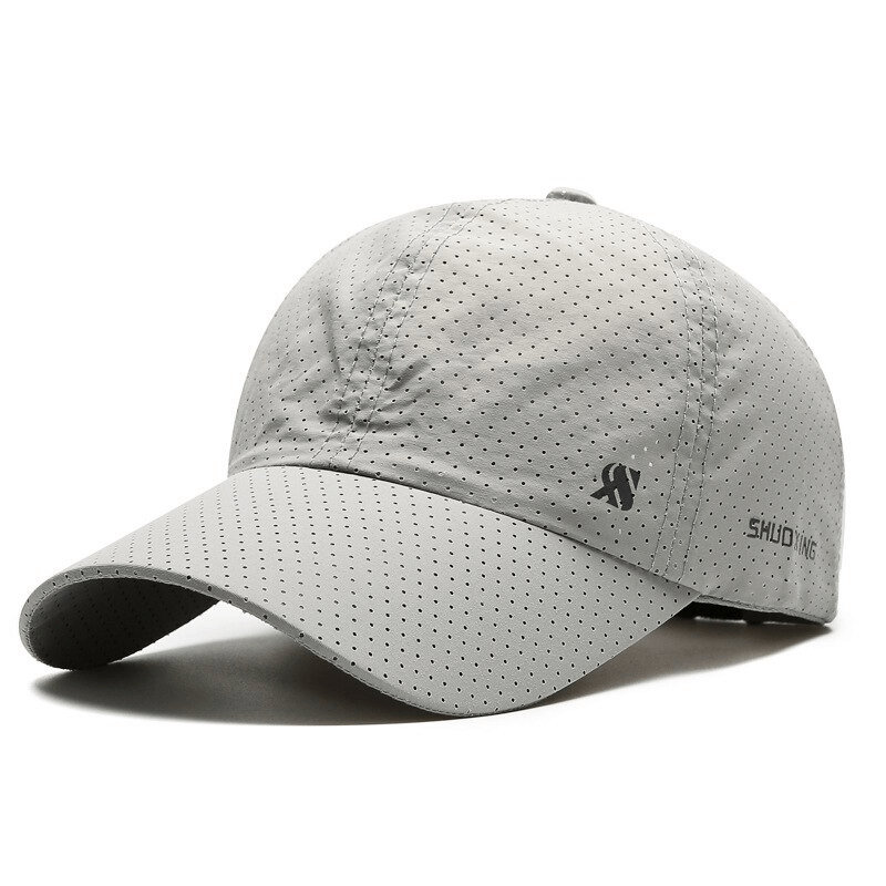 Solid color breathable mesh baseball cap for outdoor sports, features unisex design and adjustable strap, offering sun protection and style.