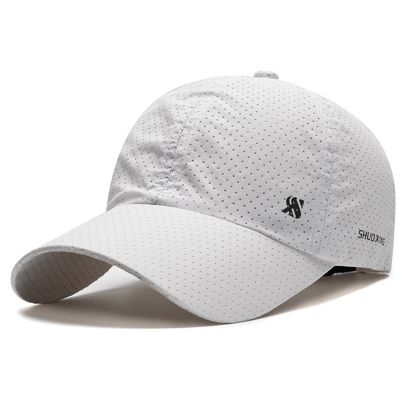 Solid color breathable mesh baseball cap for outdoor sports, featuring sun visor and adjustable strap, unisex design - SF1371