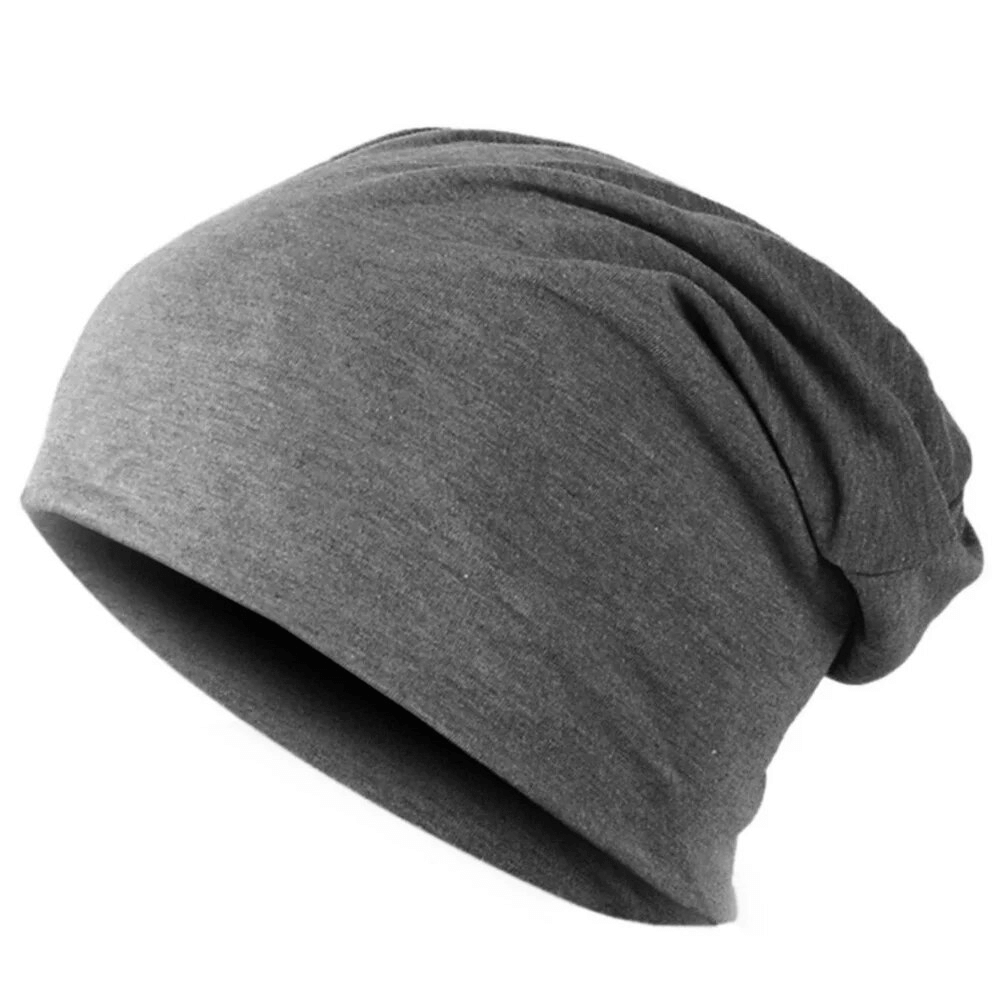 Solid Color Casual Sports Men's Beanie SF1696 in Grey - Warm, Stylish, Polyester, Perfect for Everyday Wear.