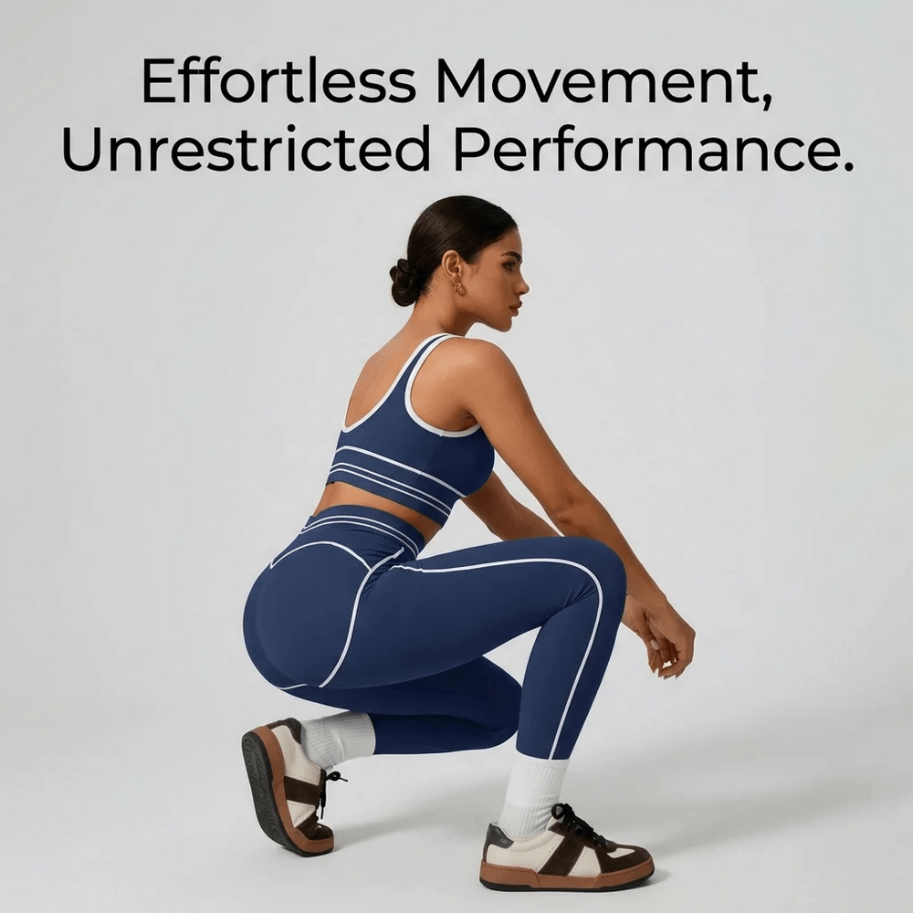 Solid Color Sports Bra and High Waist Leggings Set - SF4330