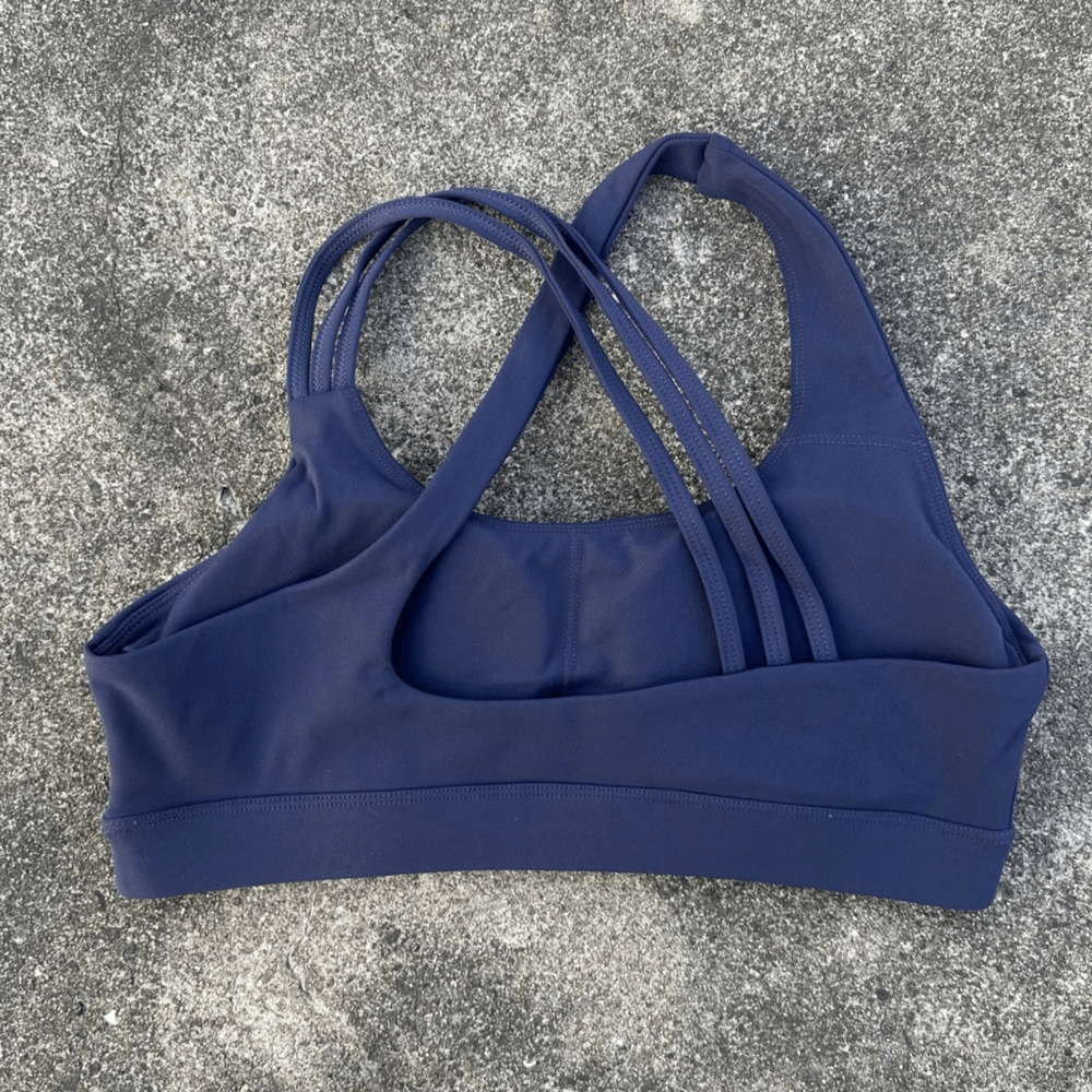 Solid Color Sports Bra with Criss-Cross Back - SF4060. Stylish, supportive sports bra designed for comfort and exercise.