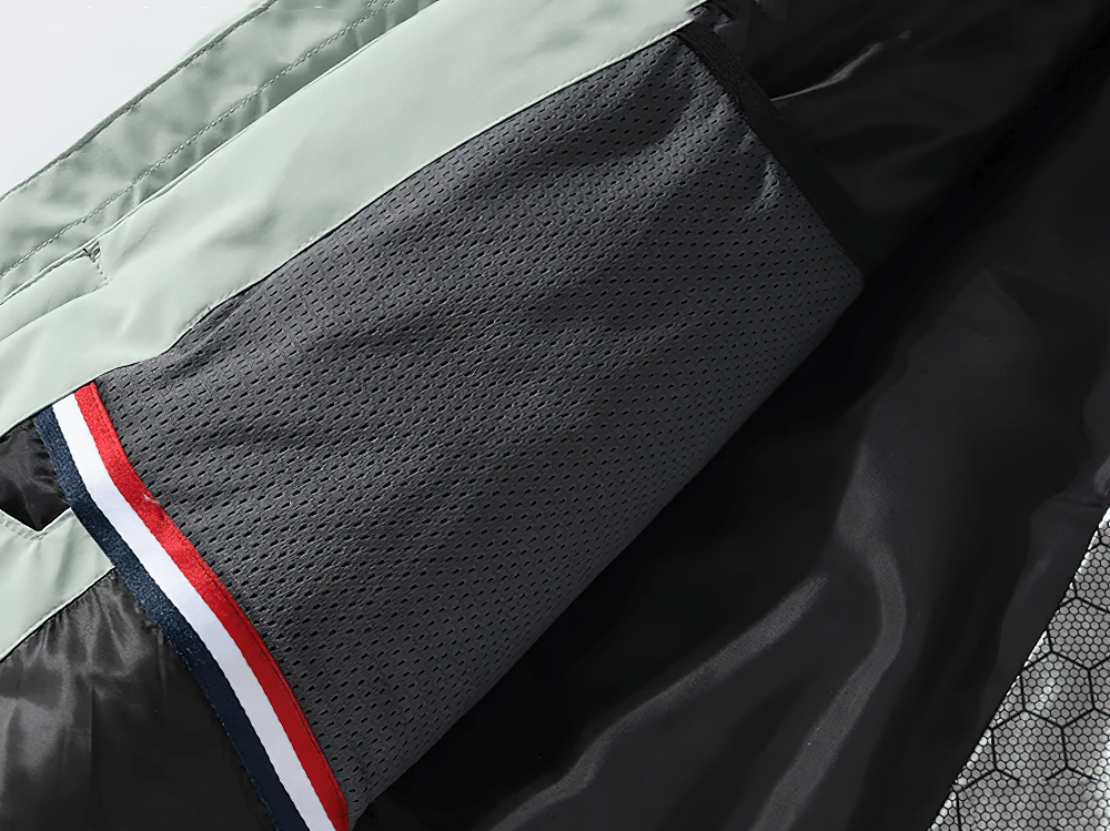 Alt Tag: Solid Color Waterproof Hooded Ski Sports Jacket - SF4298 inner breathable mesh lining detail, insulated waterproof ski jacket