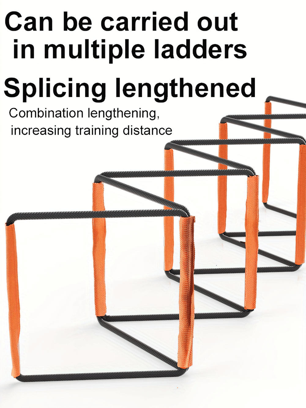 Agility training ladder and hurdles set, featuring modular design for enhanced speed and footwork drills, shown in splicing lengthened mode.