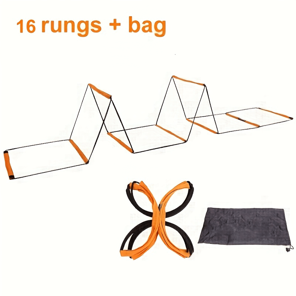 Agility ladder and bag set with 16 rungs for speed and footwork training, ideal for enhancing athletic performance and coordination.