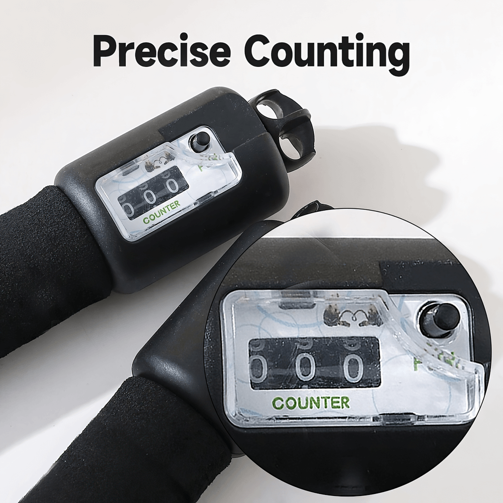 Speed jump rope with counter showing precise counting for workouts, featuring durable design and foam grip handles.