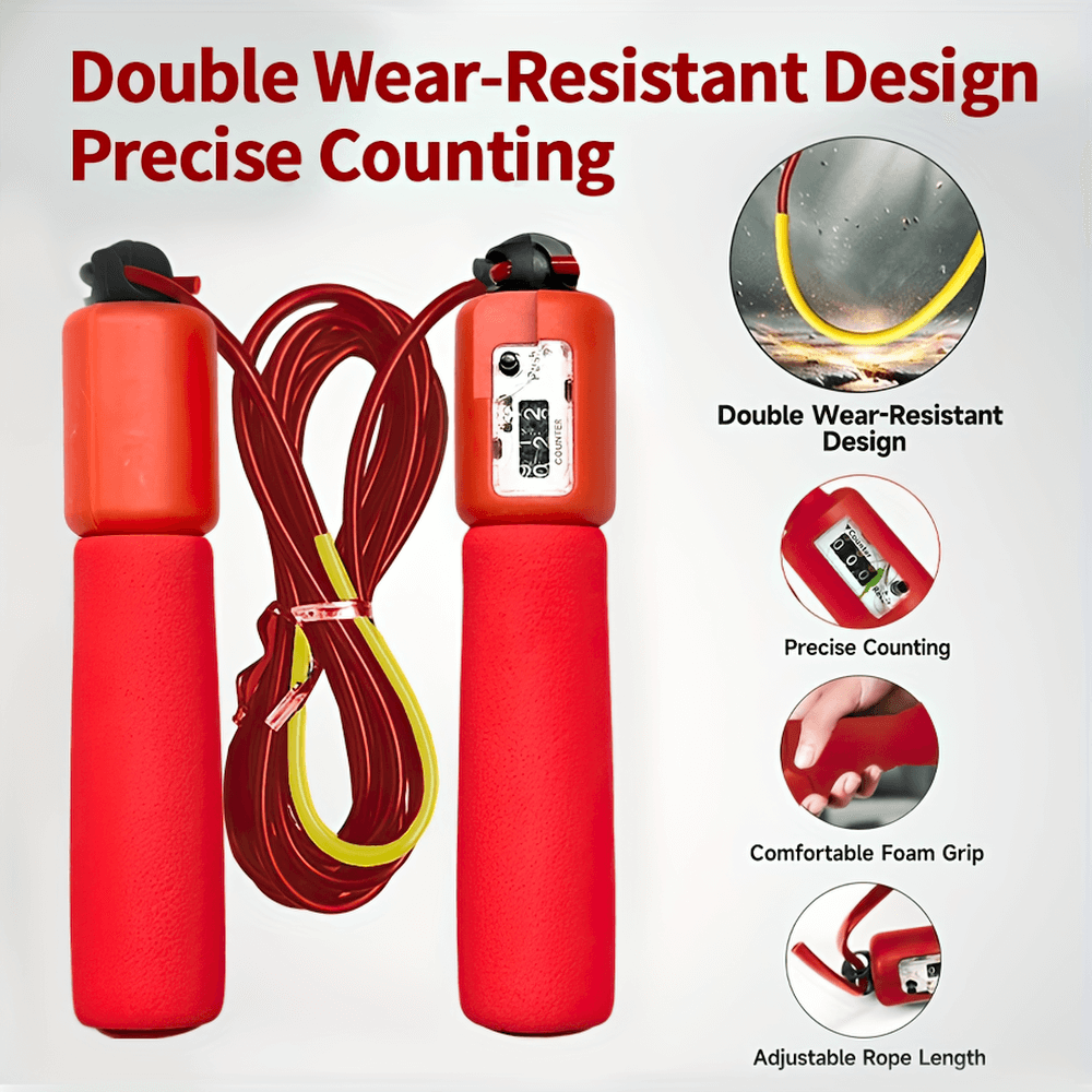 Speed jump rope SF2767 with counter, foam handles, and adjustable length; ideal for precise counting and durable fitness training.