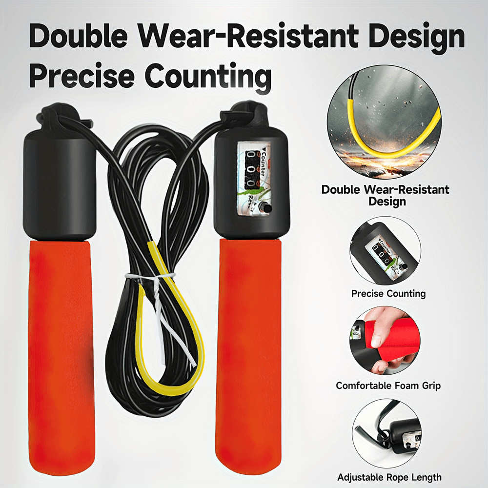 Speed Jump Rope with counter, foam handles, durable design, and adjustable length for cardio and fitness - Model SF2767.