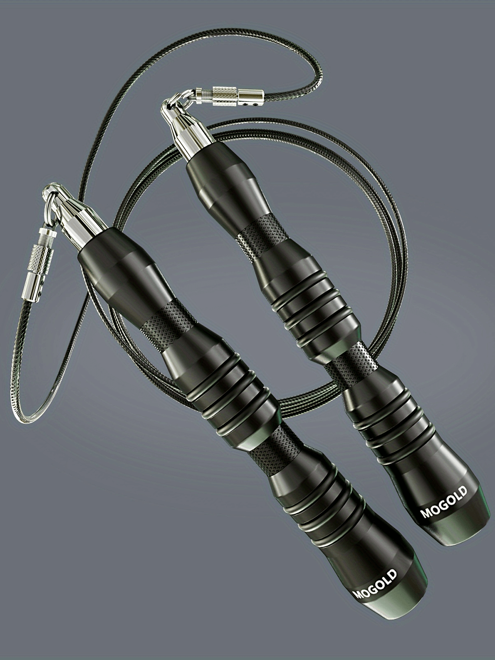 Speed Jump Rope SF2802 with black alloy handles and steel cable, ideal for enhancing fitness routines with seamless motion.