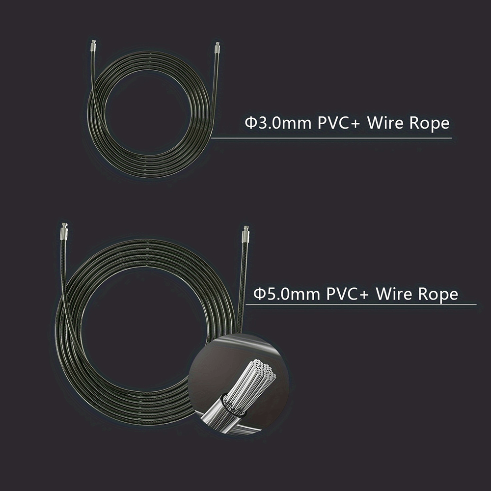 Speed jump rope with 3.0mm and 5.0mm PVC-coated wire ropes for durability and smooth performance.