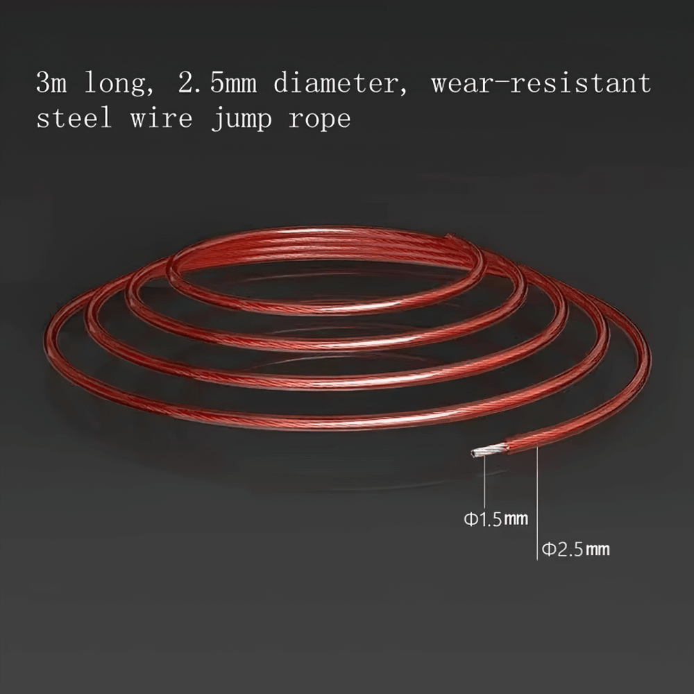 3m long, 2.5mm diameter, wear-resistant steel jump rope cable for high-speed skipping workouts.