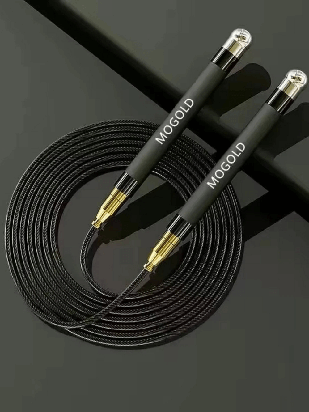 MOGOLD Speed Skipping Rope SF3188 with silicone handles and dual bearings for high-speed cardio workouts.