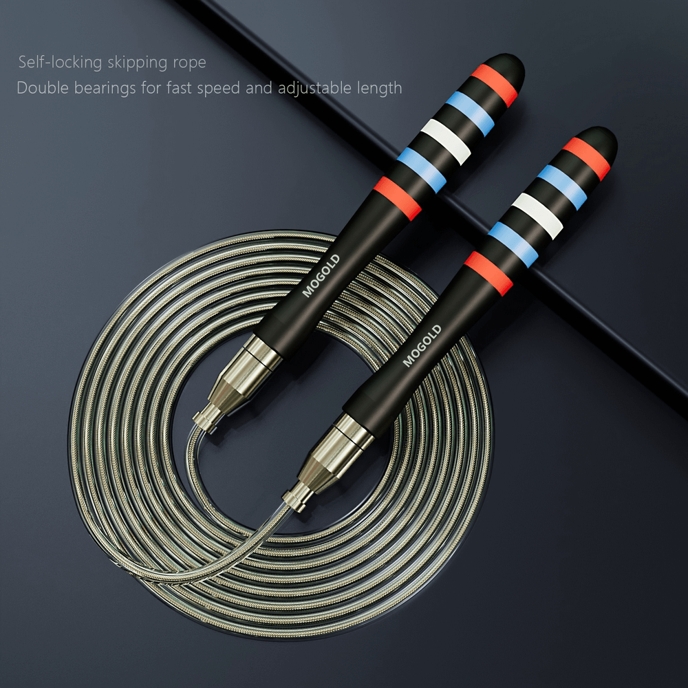 Speed Skipping Steel Wire Jump Rope SF2778 with ergonomic handles for home workouts and smooth, fast rotations.