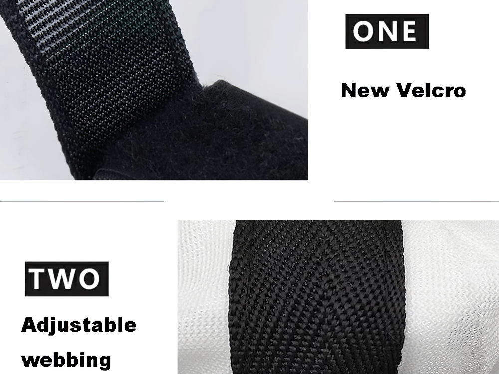 Close-up of new Velcro and adjustable webbing features on a running resistance parachute for enhanced sprint training.