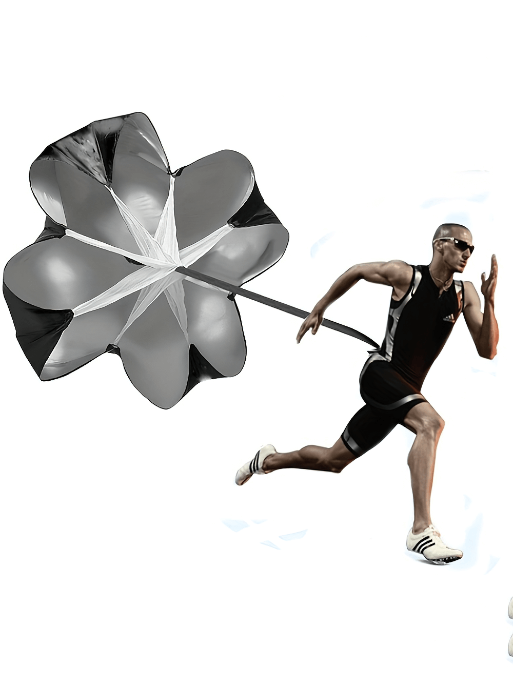 Athlete using Speed Training Resistance Parachute for running, boosting strength and endurance. Adjustable sprint parachute - SF2787