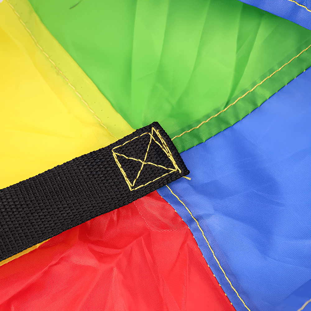 Colorful speed training parachute with adjustable strap, perfect for running drills and boosting sprint performance and endurance.