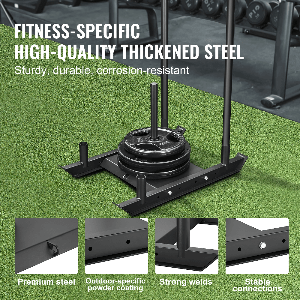 Fitness-specific high-quality steel speed training sled on grass, showcasing premium, durable build and corrosion-resistant coating.