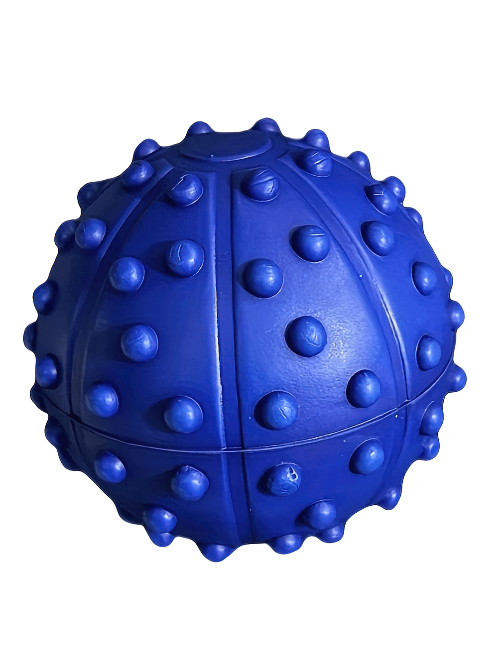 Blue spiky fitness massage ball SF3296 for muscle relief, enhances blood flow and mobility, ideal for home workouts and sports recovery.