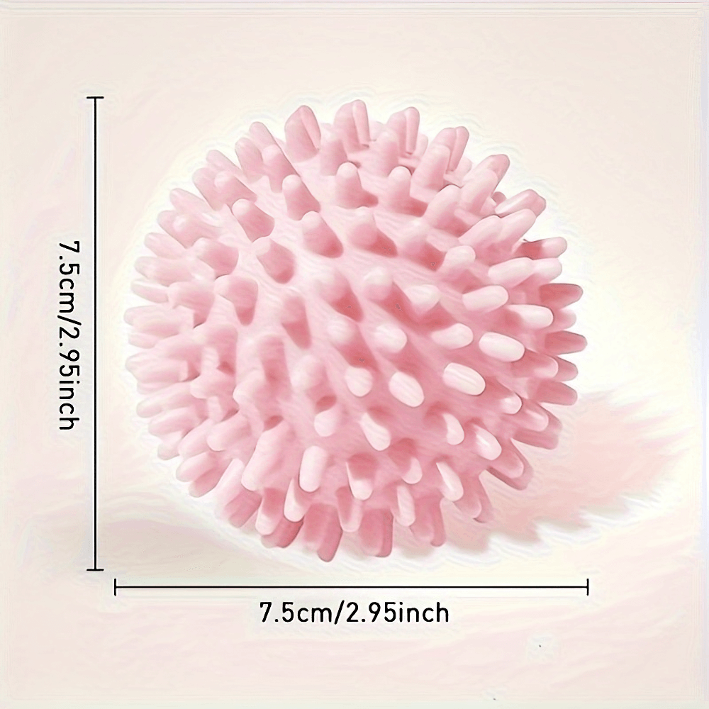 Pink spiky massage ball for deep muscle relaxation and blood circulation, perfect for yoga and fitness recovery. Size: 7.5cm/2.95inch.