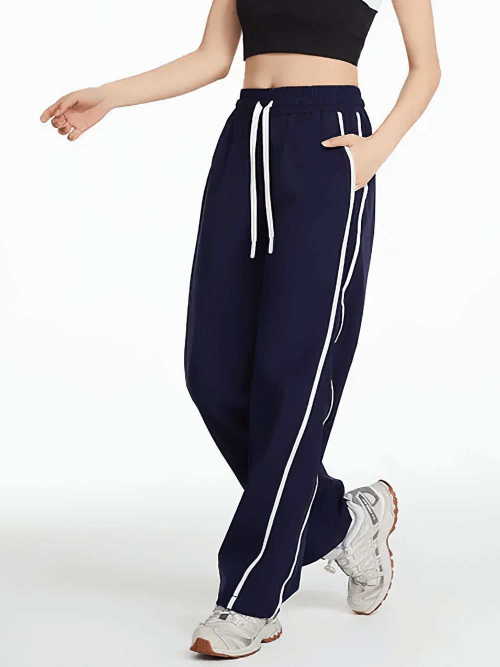 Sport Pants with White Side Stripes and Pockets - SF4274