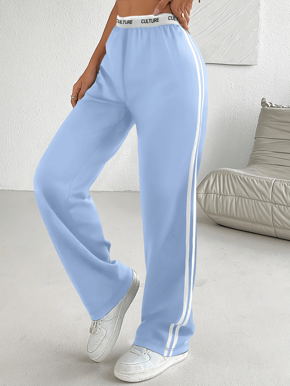 Sport Wide Leg Track Pants with Side Stripes - SF4297