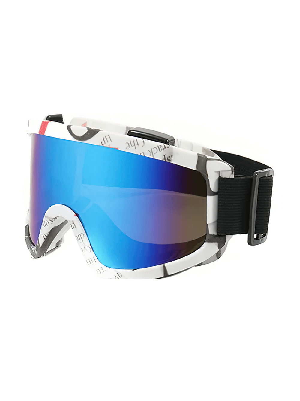 Sport Windproof Snow Goggles SF2211 with blue anti-fog lenses and adjustable strap, ideal for skiing and snowboarding in bright snowy conditions.