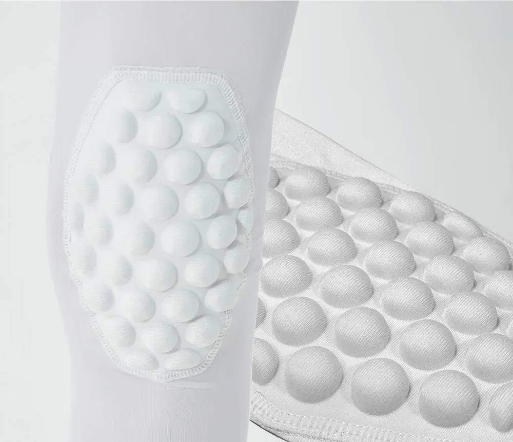 Close-up of padding on Sports Anti-collision Compression Leggings for Kids - SF3621, showing protective knee feature.