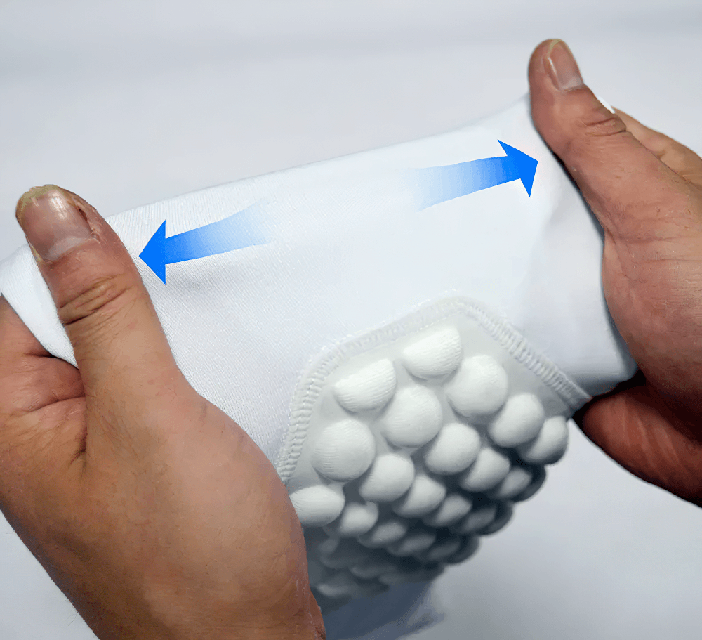 Stretching the Sports Anti-collision Compression Leggings for Kids - SF3621, showing durable padded knee protection.