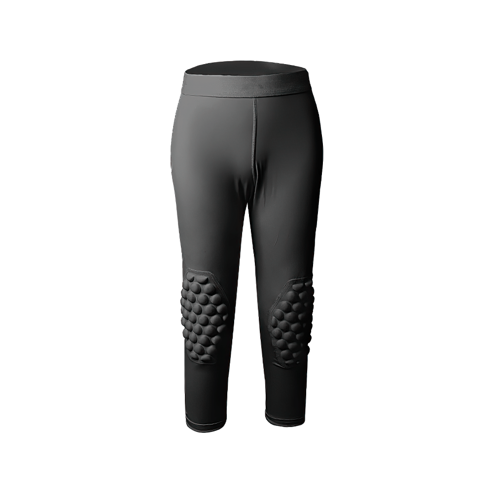 Sports Anti-collision Compression Leggings for Kids - SF3621 with padded knees, black color, designed for comfort and impact protection.