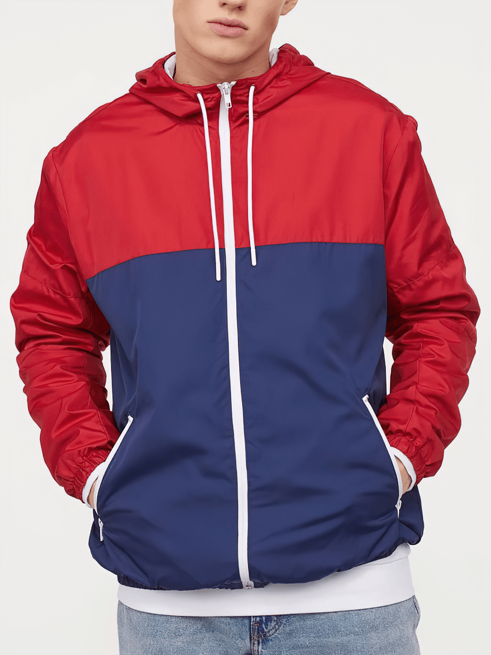 Sports Camo Colorblock Hooded Windbreaker - SF4691