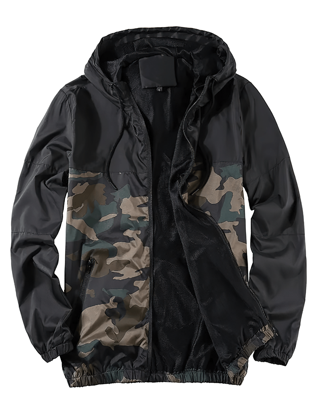Sports Camo Colorblock Hooded Windbreaker - SF4691