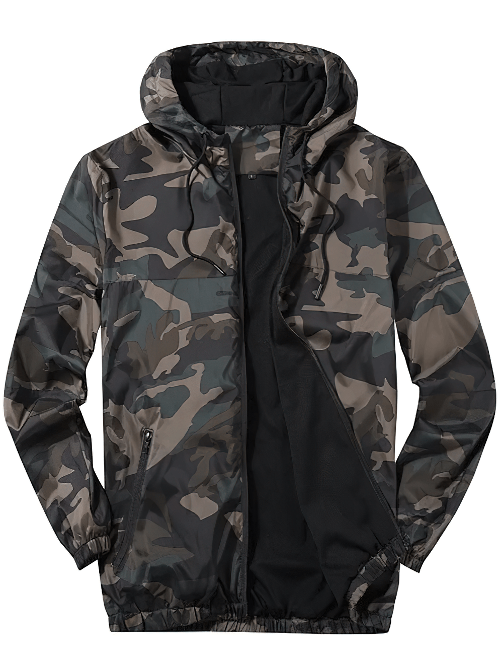 Sports Camo Colorblock Hooded Windbreaker - SF4691