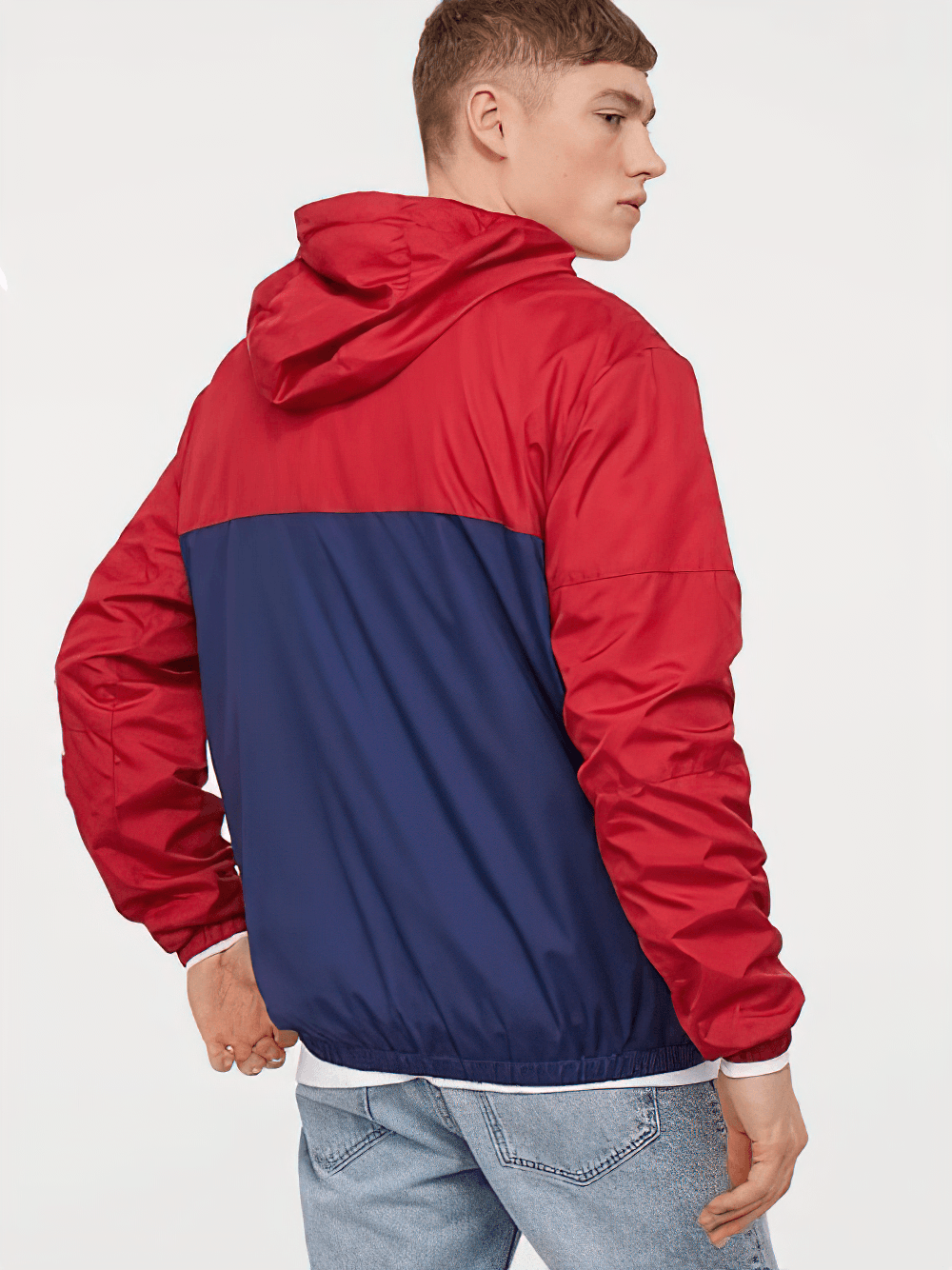 Sports Camo Colorblock Hooded Windbreaker - SF4691