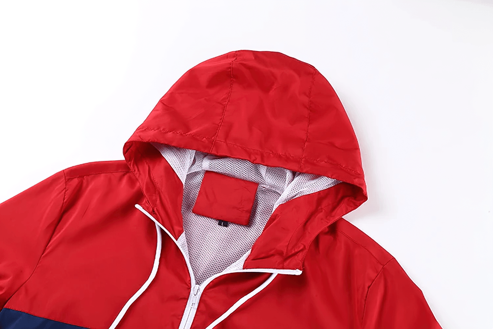 Sports Camo Colorblock Hooded Windbreaker - SF4691