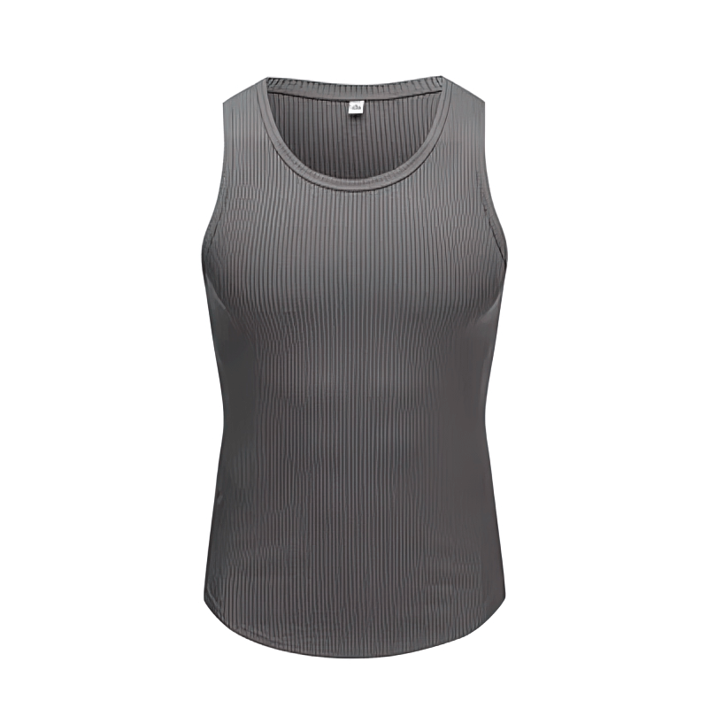 Gray breathable men's tank top for training with O-neck and elastic fit, perfect for summer workouts - SF1359