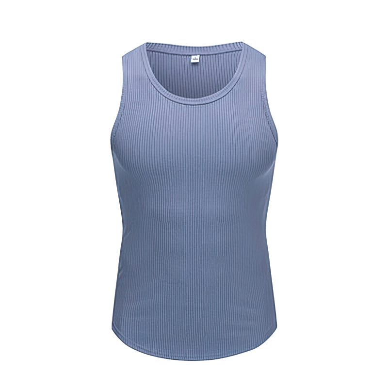 Men's breathable training tank top with O-neck in light blue. Perfect for summer workouts. Style SF1359.