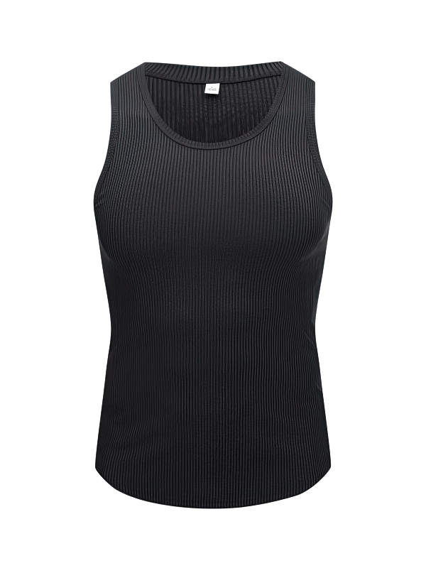 Black Sports Elastic Breathable Men's Tank Top for Training, Summer O-Neck Design - SF1359
