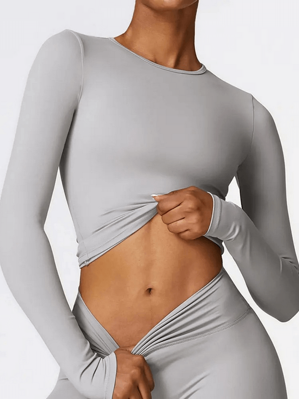 Sportliches, elastisches, nahtloses Damen-Oberteil mit langen Ärmeln – SF1797 