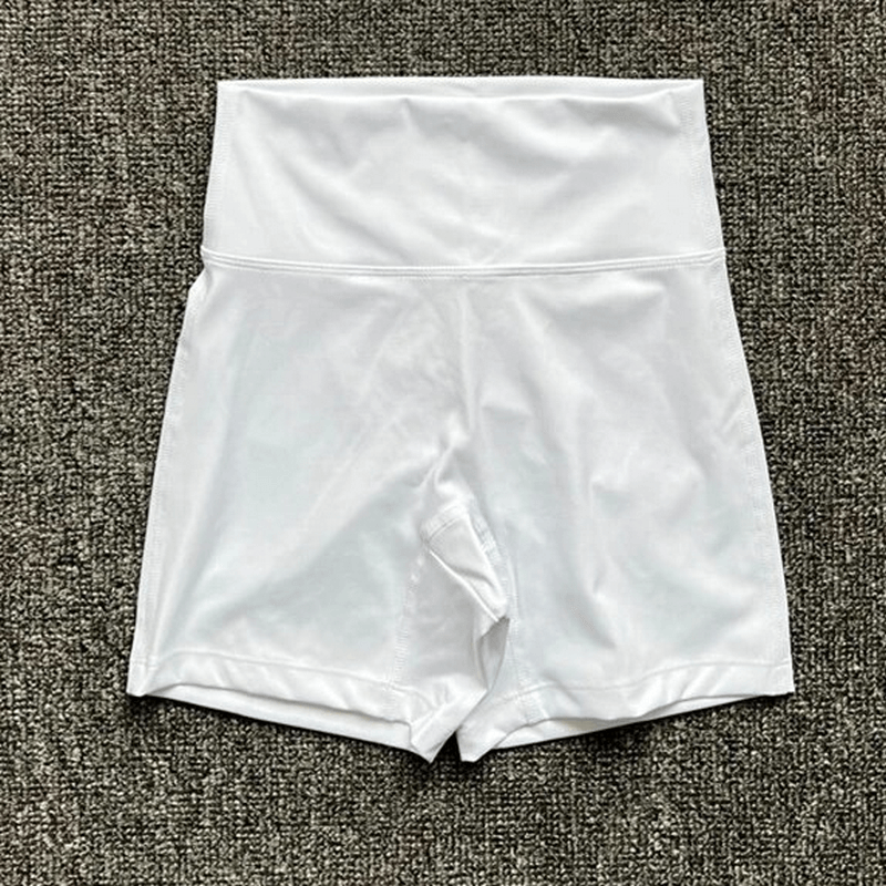 High-waisted white sports elastic women's shorts made from breathable nylon, perfect for yoga or active wear - SF1756.