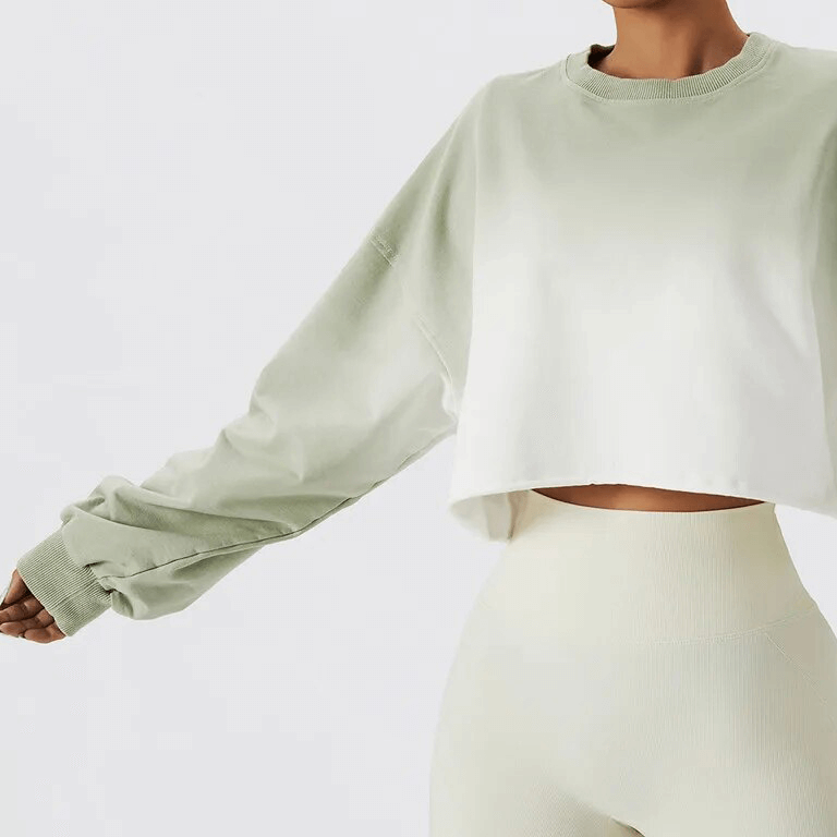 Sports Female Gradient Long Sleeves Crop Top SF1700, breathable and stylish, ideal for active women, cotton fabric, O-neck design.