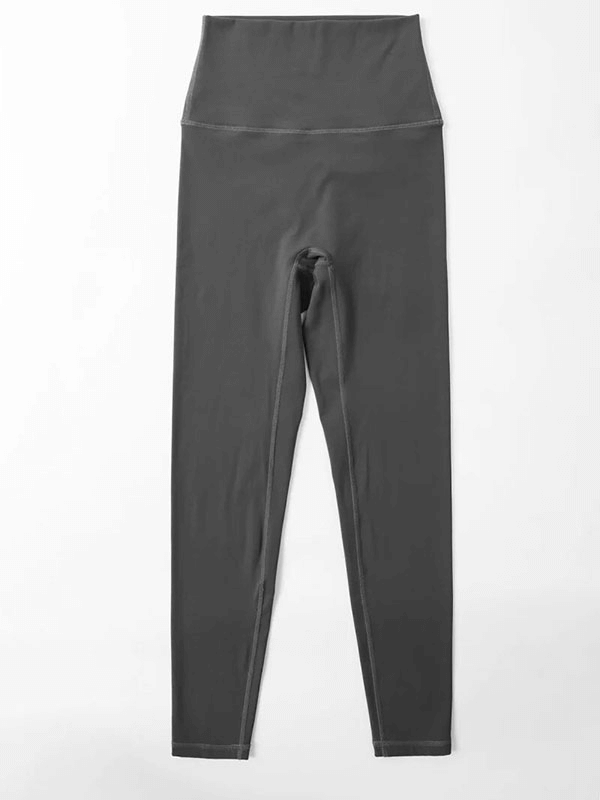 High-waisted black leggings for women in breathable nylon, ideal for yoga, running, and fitness activities.