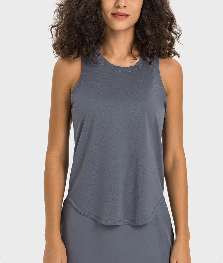 Women's quick-drying sports tank in gray, perfect for yoga, featuring lightweight, breathable fabric. SF1547.